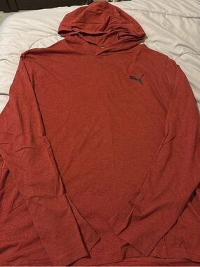 Puma Men’s Rust Red Hooded Long Sleeve Tee